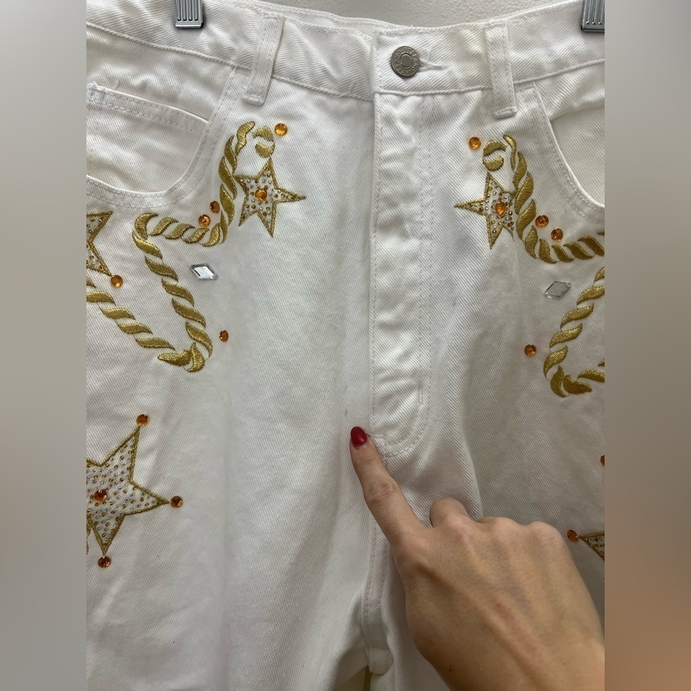 NWT Vintage 80s Country Western Metallic Gold Mom Jeans Size 10 - Picture 12 of 12
